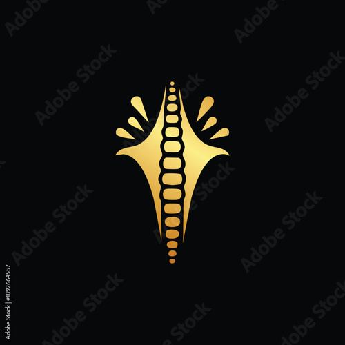 Human spine anatomy glowing golden x-ray illustration on black background medical health skeletal system 3d render