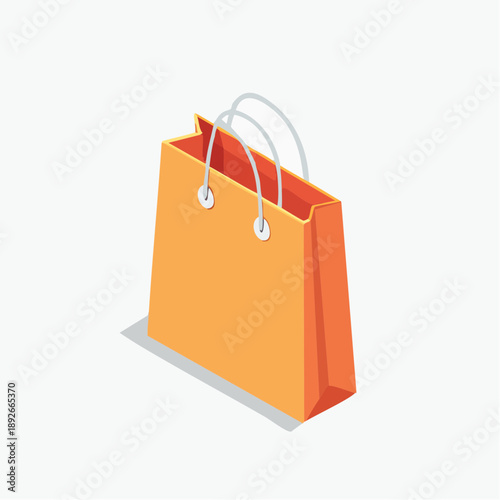 Orange Shopping Bag on White Background