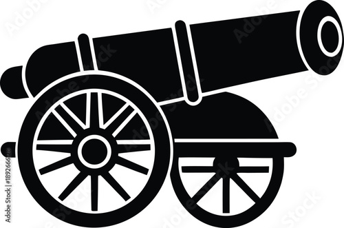Cannon miniature model silhouette vector art illustration and minimal black and white design