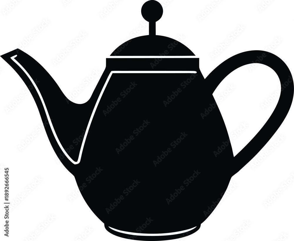 Obraz premium Copper teapot silhouette vector art illustration and minimal black and white design