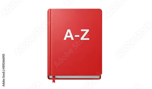 Open Red Dictionary Book A–Z with Bookmark for Language Learning 3D Vector