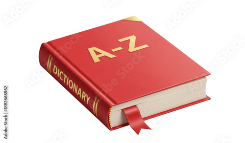 Red Dictionary Book with A–Z Letters and Bookmark 3D Vector Illustration