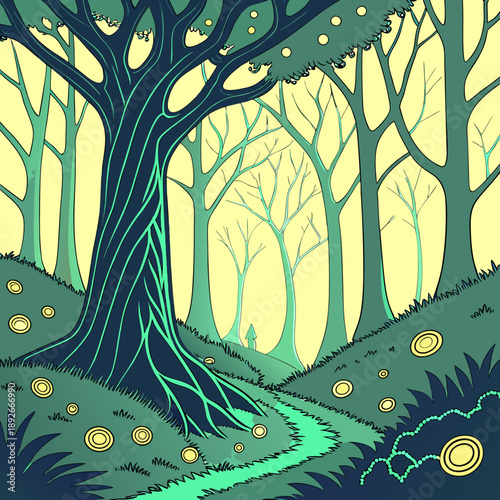 Cyber Forest: Bioluminescent Mechanical Trees