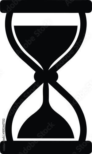 Hourglass antique silhouette vector art illustration and minimal black and white design