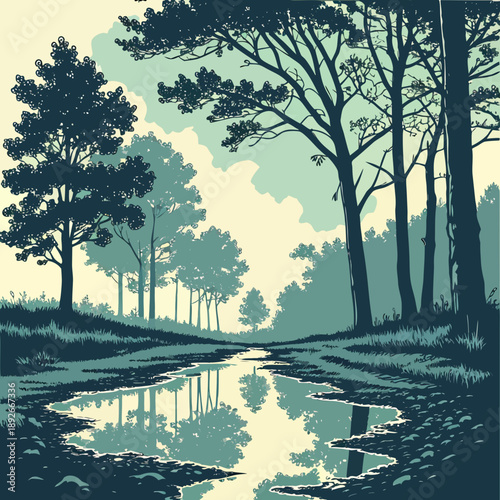 Forest Reflection - Mirror Like Water Ground