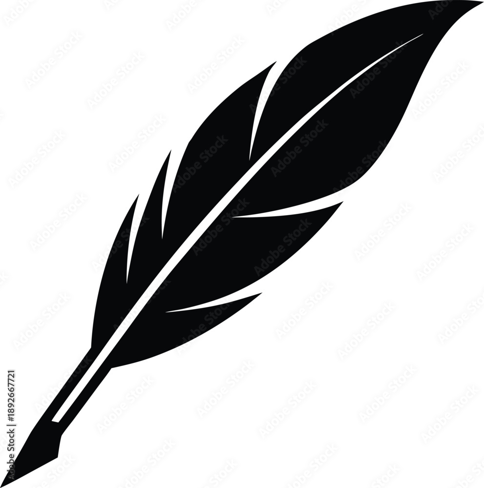 Obraz premium Quill pen silhouette vector art illustration and minimal black and white design