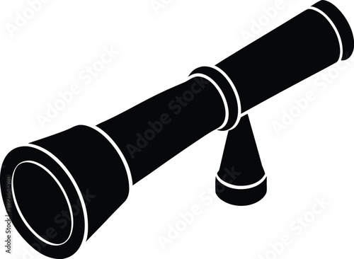 Spyglass silhouette vector art illustration and minimal black and white design