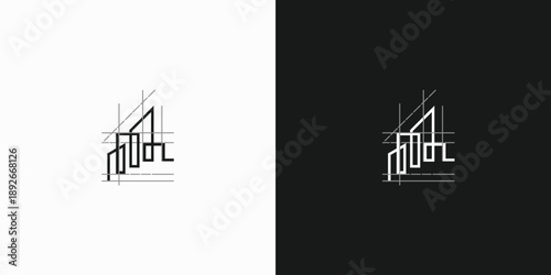 Real Estate Logo Idea. Construction Architecture Building Vector Logo Design Template Element