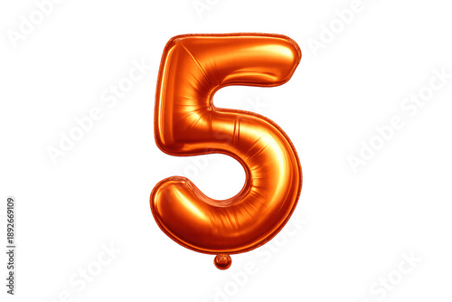 Orange number 5 foil balloon celebrating anniversary