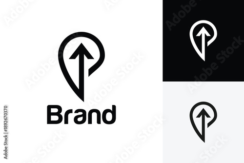 Letter P Arrow Up Logo Icon Design. Abstract Growth Location Concept Symbol for Finance Business, Marketing Agency, Logistics App, and Corporate Identity Logo