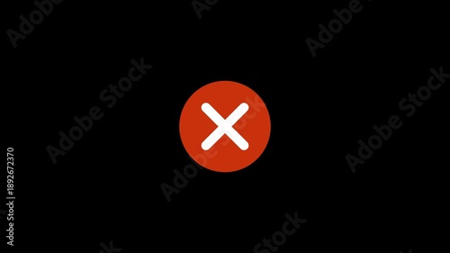 White cross mark icon on red circle background, symbol for failure, wrong and error sign for verification.