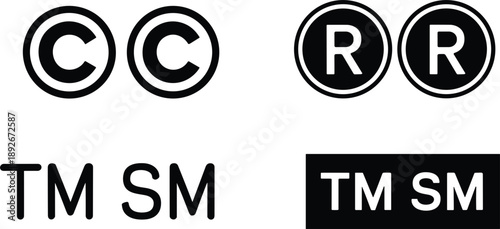 Copyright Trademark Registered Service Mark Symbols Icons Keywords: copyright symbol, trademark symbol, registered symbol