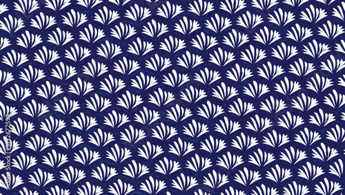 Seamless vector pattern of compact palm icons in blue and white colors for design and decoration
