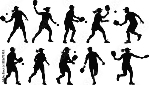Dynamic Silhouettes of Pickleball Players in Action: Serving, Hitting, and Moving