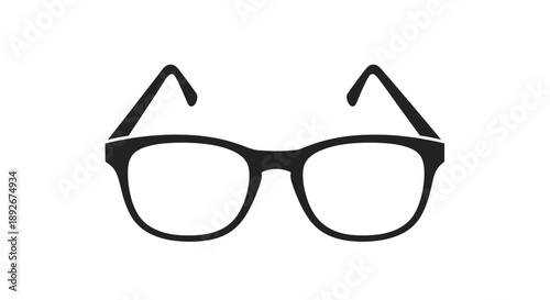 Minimalist black eyeglasses design on white background with bold silhouette