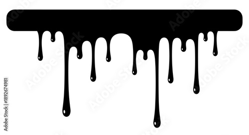 Black dripping paint silhouette on white background
