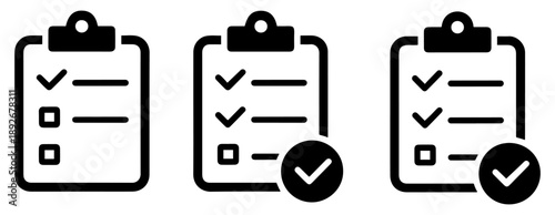 clipboard checklist icons set