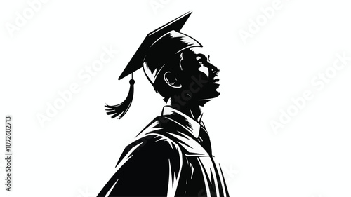 Inspirational Silhouette of a Male University Graduate Looking Toward the Future.