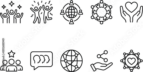 Set of 10 global connection icons vector