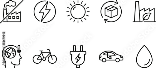 Set of 10 eco friendly sustainable icons vector