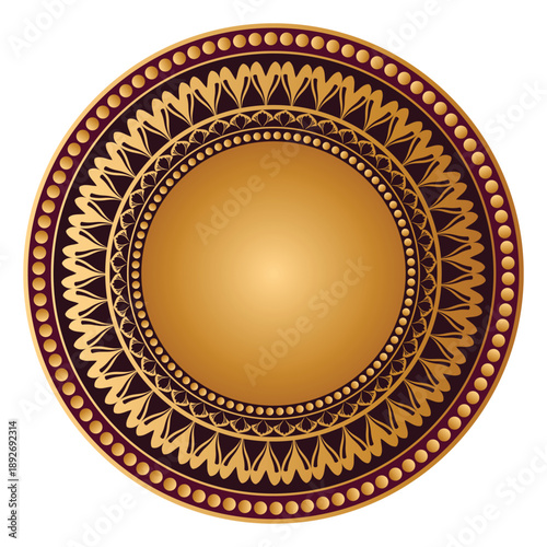 Luxury golden circle frame with vintage gold circular pattern transparent background round ornament