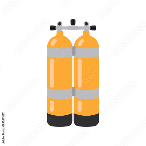 Simple illustration of a light blue scuba diving tank with a pressure gauge