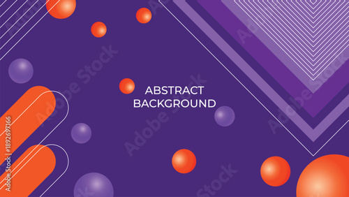 Abstract geometric background featuring a modern combination of purple and orange colors, with dynamic lines, shapes, and futuristic