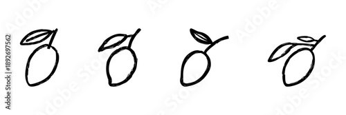 Lemon Fruit Line Icon Set In Doodle Style. Citrus Fruit, Freshness, And Vitamin C Outline Sketch Collection. Hand Drawn Isolated Vector Illustration