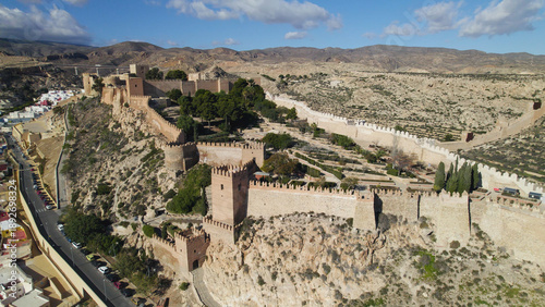 Tableau sur toile Aerial View of Interior Gardens of Alcazaba in Almería, Spain