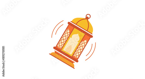 Vibrant Ramadhan Kareem lantern illustration floating in mid-air, symbolizing celebration and spirituality