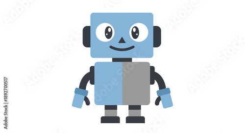 Friendly Robot: A cute, geometric robot, exuding warmth and approachability, perfect for designs that aim to reflect technological innovation with a touch of lightheartedness.