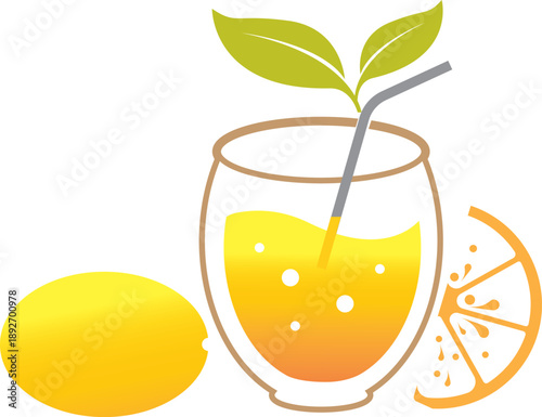 Fresh fruit juice logo design with organic fruit icon, minimalist emblem for smoothie bar, healthy beverage, and natural product branding, vector.