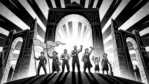 People Standing United Under Archway