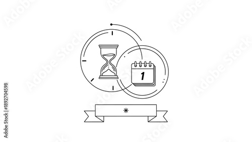 Time Management Concept: Hourglass, Calendar, and Timer Icons
