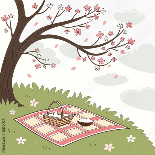 Spring Picnic Under Tree - Relaxing Outdoor Blanket