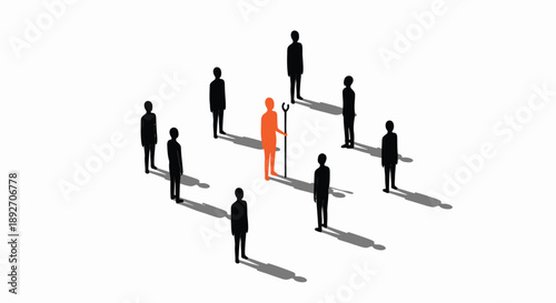 Businessman standing out from crowd with megaphone leadership concept