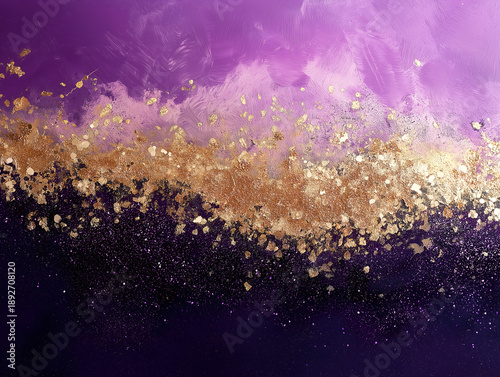 A Radiant Purple, Gold, and Silver Backdrop with a Glittering Effect