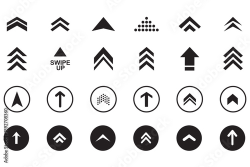 Collection of swipe up arrow icon set. blue arrow icon set with directional concepts. swipe up icons in diffrent styles, vector illustration