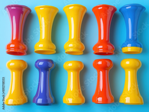 Fun and Festive Purim Noisemakers Displayed in a Symmetrical Formation