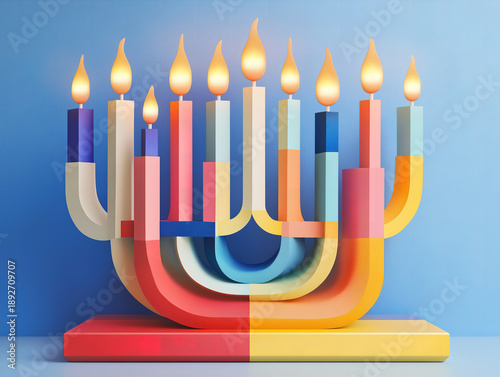 A High-Design Minimalist Menorah with Symmetric Geometric Balance