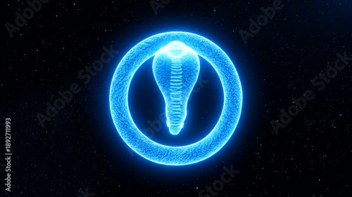 Glowing Neon Snake Animation on Black Background, Digital Art Concept.