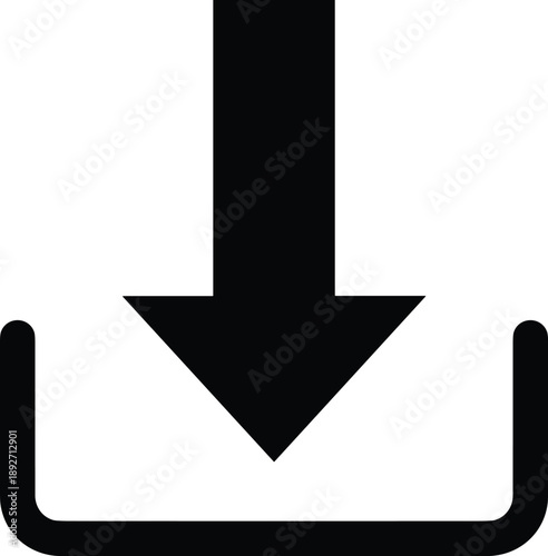 Download Icon Arrow Tray Upload Save Storage File Data Transfer Cloud Backup Install Button Symbol Interface UI Web App Mobile