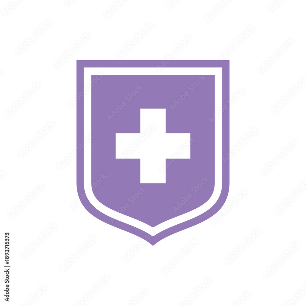 Fototapeta premium Simple Cross Healthcare Shield Icon Logo Template