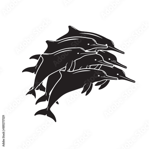 Black Amazon pink river dolphin Silhouette Vector Illustration design, Solid White Background