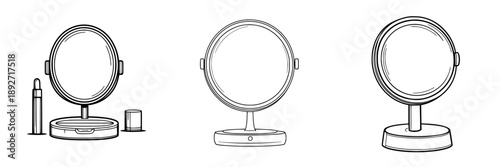 A sleek and portable LED mirror with an accompanying cosmetic kit for a personal grooming on-the-go.