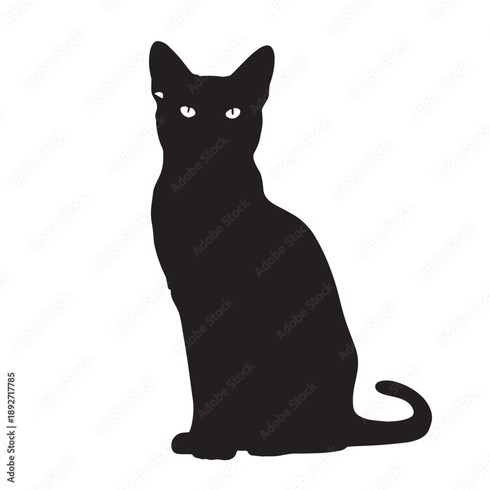 Fototapeta premium Black African golden cat Silhouette Vector Illustration design, Solid White Background