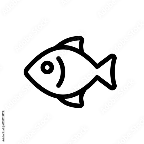 Fish Line Icon, Scalable Vector Outline Symbol for Seafood Ingredient, Food Label and UI UX Design