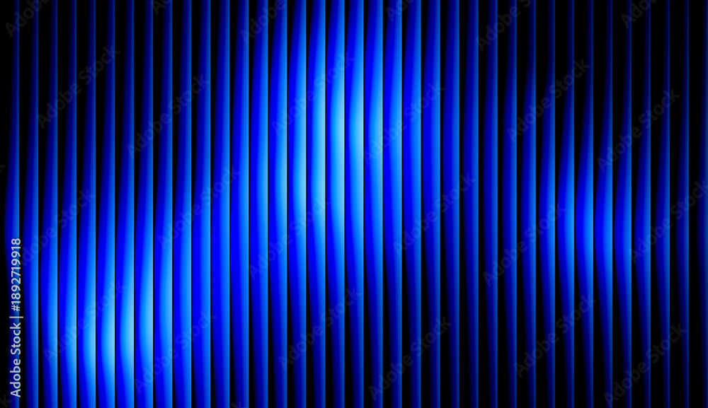 Fototapeta premium Abstract digital technology background with glowing vibrant blue vertical waves. Futuristic cyber data stream aesthetic with electric light rays and dark creative backdrop.