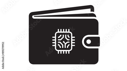 Wallet Silhouette With Embedded Security Chip Icon Representing A Secure Digital Wallet And Chip-Based Protection