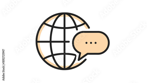 Global communication and language translation icon